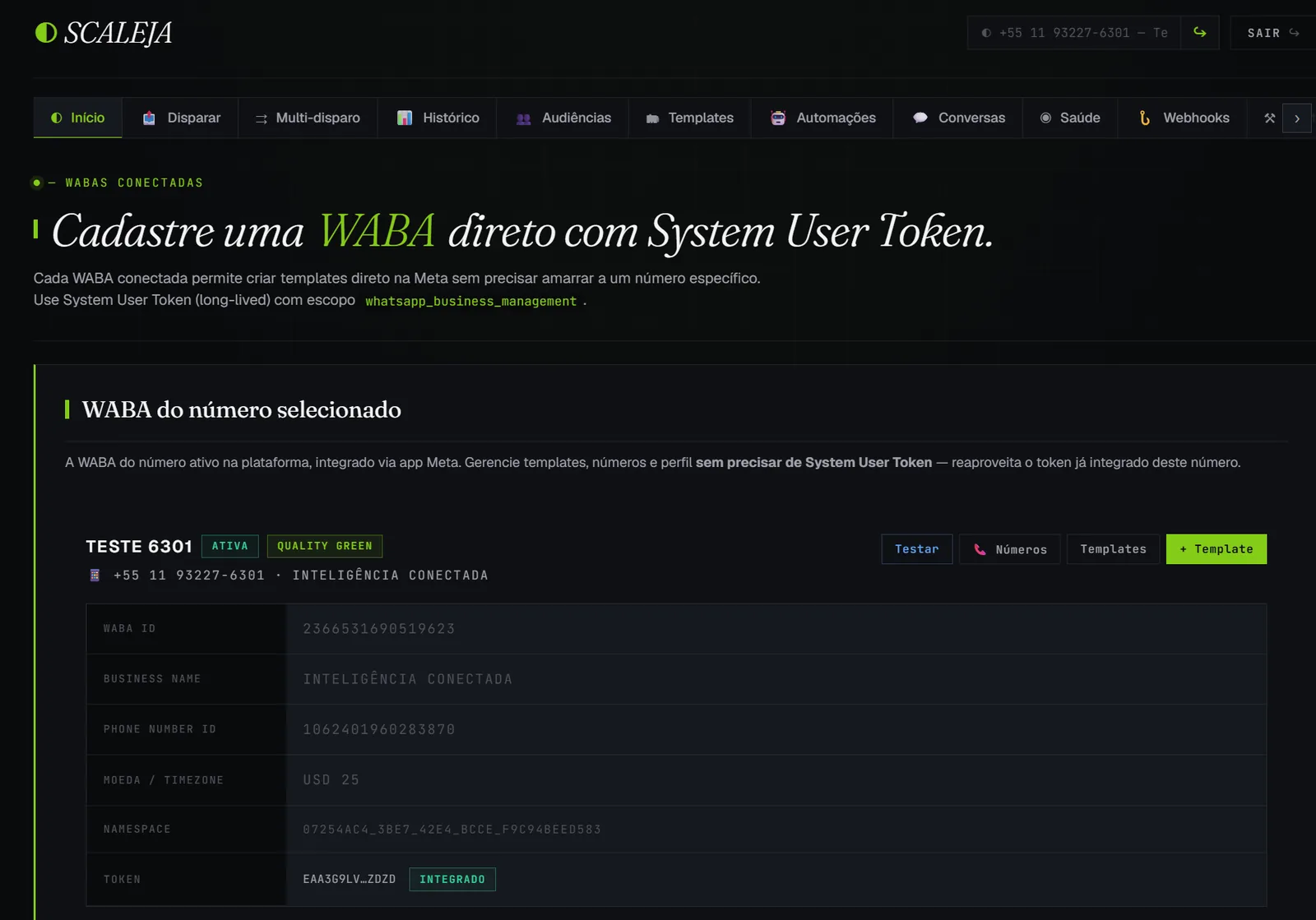 Plataforma SaaS de WhatsApp Business API — tela 2 de 4